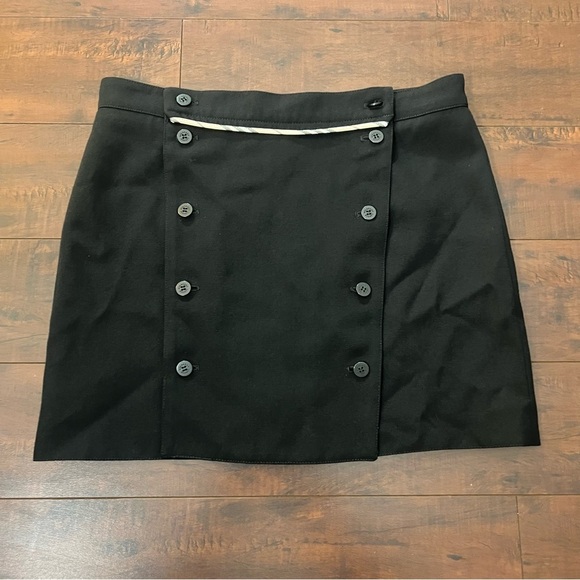 BURBERRY Designer Mini Skirt Wool Black Short Pencil Size 6 - Picture 1 of 11